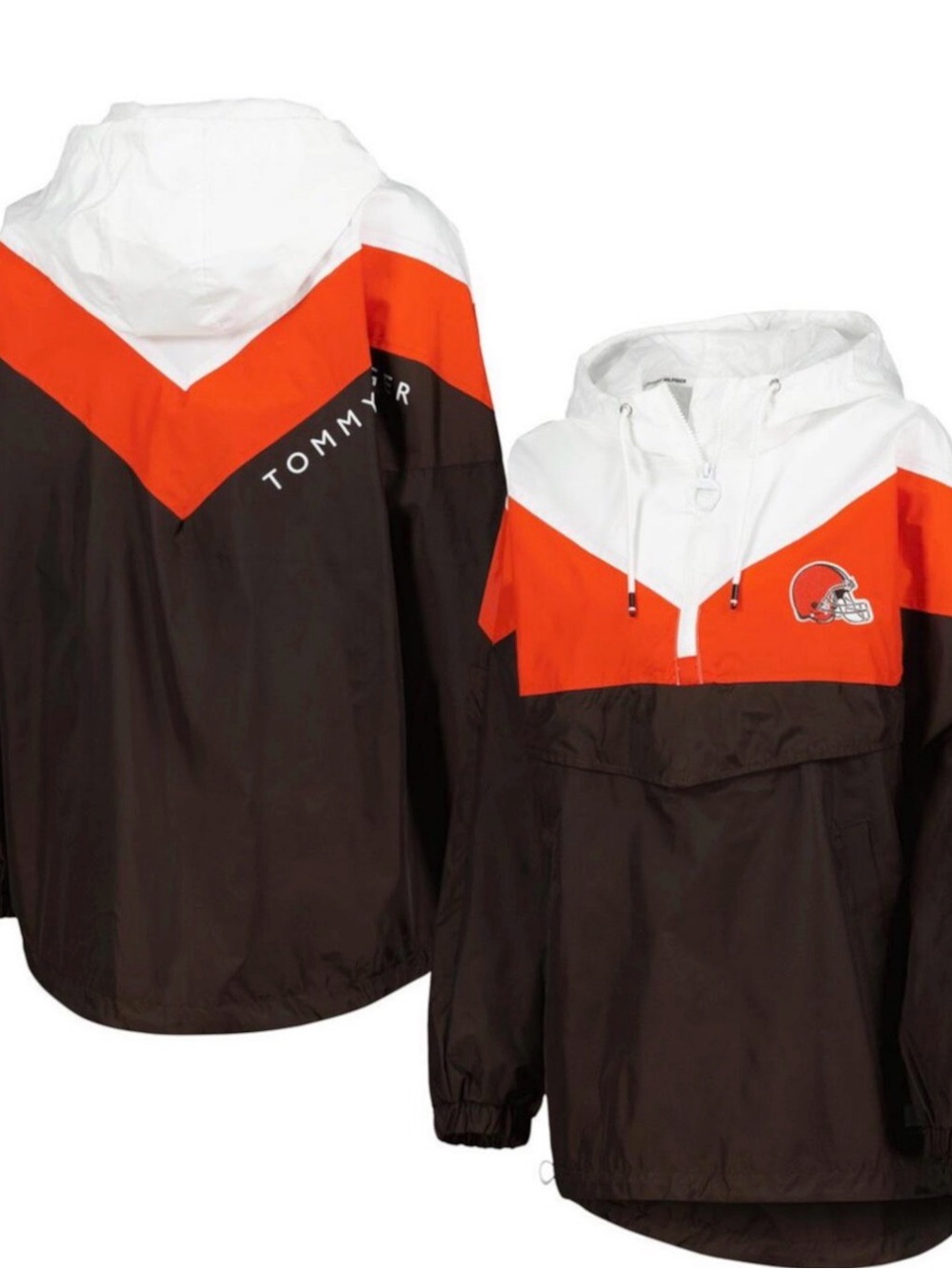Tommy Hilfiger Black, Orange & White Pullover Hooded Windbreaker
